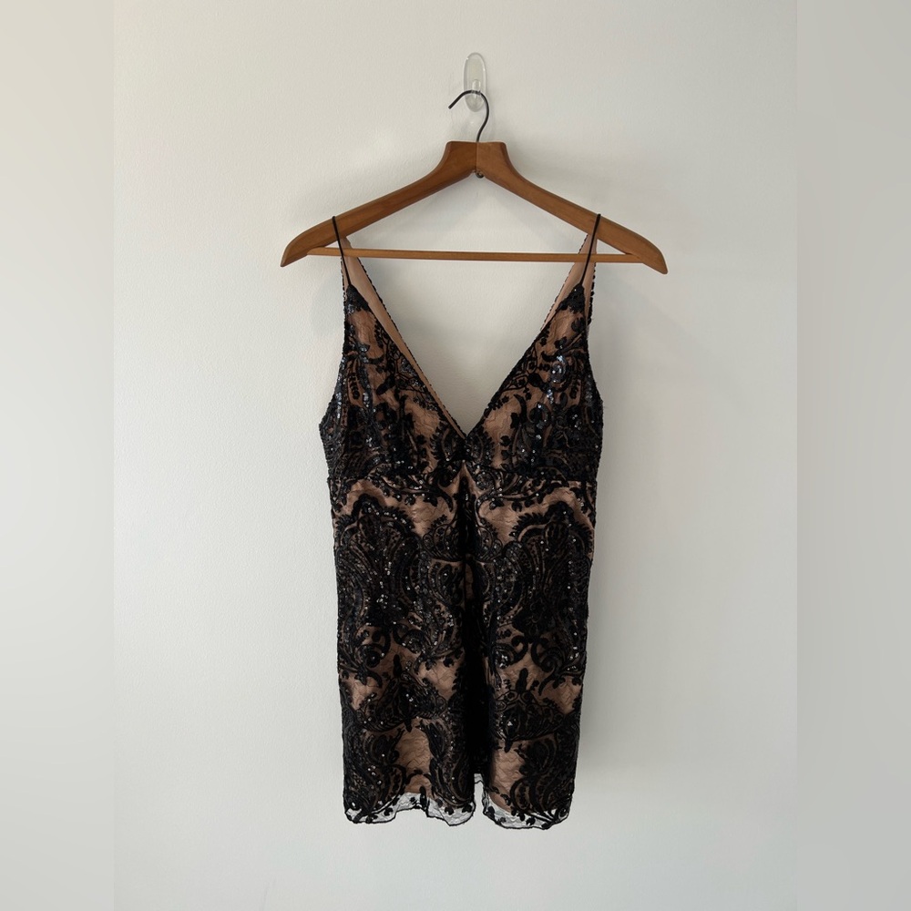 Free People Black and Tan Mini Dress